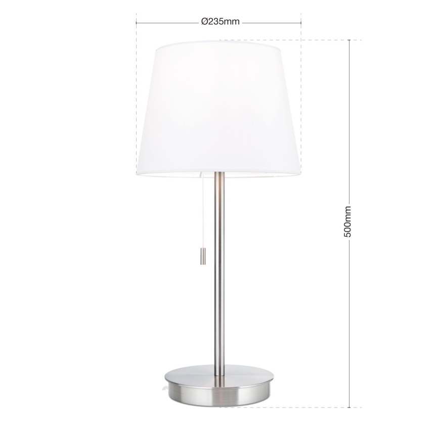 Asztali lámpa USB porttal LUDWIG 1xE27/40W/230V 50 cm fehér/matt króm