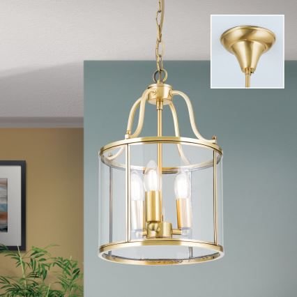 BRUNO láncos csillár 3xE14/40W/230V, átmérő 25 cm, aranyszínű