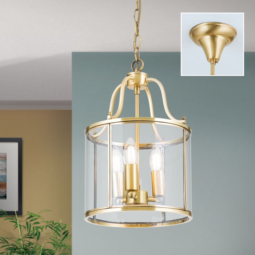 BRUNO láncos csillár 3xE14/40W/230V, átmérő 25 cm, aranyszínű