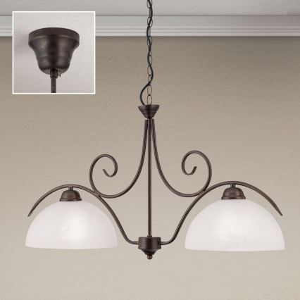 Láncos csillár RULA 2xE27/40W/230V fehér/bronz