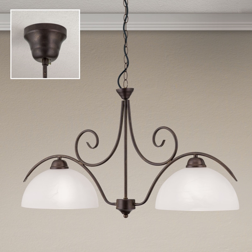 Láncos csillár RULA 2xE27/40W/230V fehér/bronz