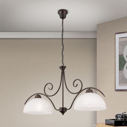 Láncos csillár RULA 2xE27/40W/230V fehér/bronz
