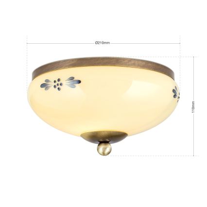 LANDHAUS mennyezeti lámpa 1xE27/60W/230V átm. 21 cm bronz/bézs/kék