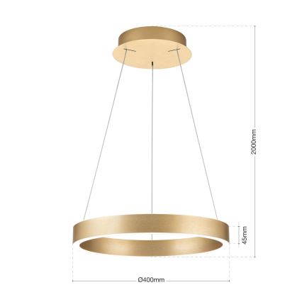 Fényerőszabályozható LED csillár kábelen KOLK LED/40W/230V 2700/3000/4000K átm. 40 cm arany