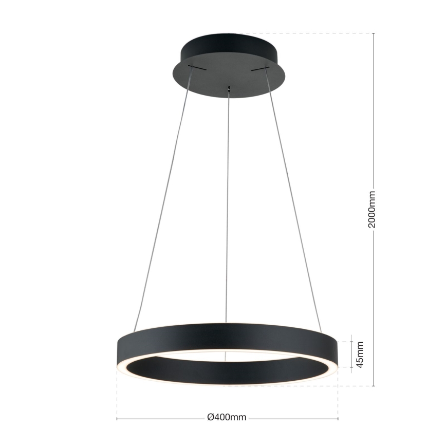 KOLK LED dimmelhető kábeles csillár LED/40W/230V 2700/3000/4000K Ø 40 cm fekete