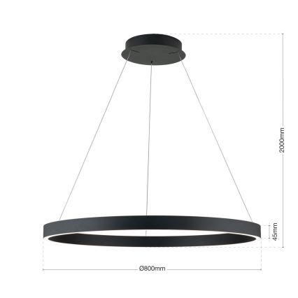 LED dimmelhető kábelen függesztett csillár KOLK LED/80W/230V 2700/3000/4000K átm. 80 cm fekete