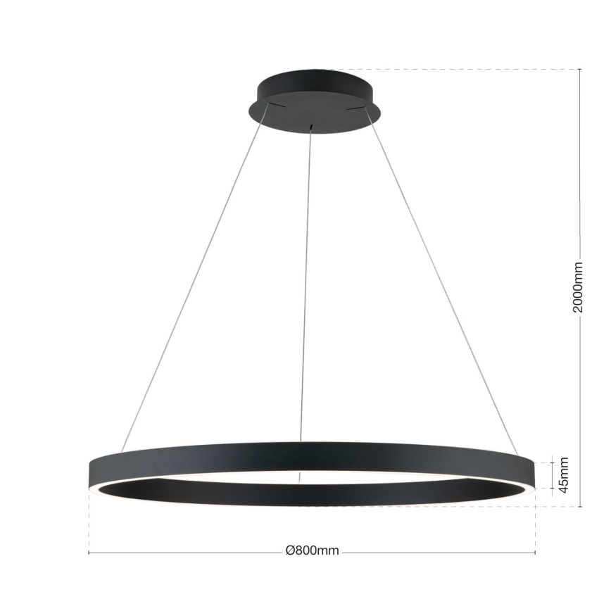 LED dimmelhető kábelen függesztett csillár KOLK LED/80W/230V 2700/3000/4000K átm. 80 cm fekete