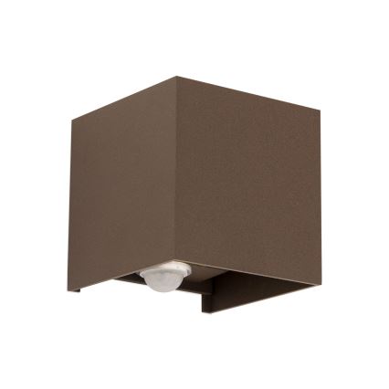 Kültéri fali lámpa mozgás- és alkonyérzékelővel CUBE-S LED/13W/230V IP54 barna