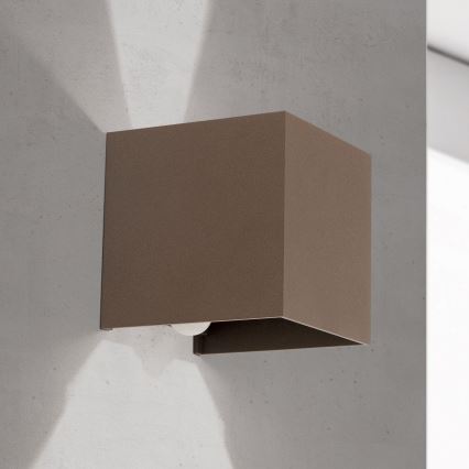 Kültéri fali lámpa mozgás- és alkonyérzékelővel CUBE-S LED/13W/230V IP54 barna