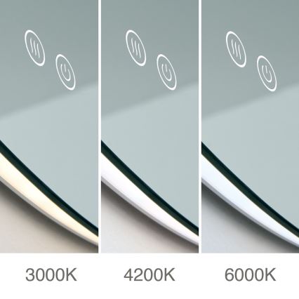 LED fürdőszobai fűtött fali tükör háttérvilágítással FOCUS LED/27W/230V 3000/4200/6000K Ø 80 cm IP44