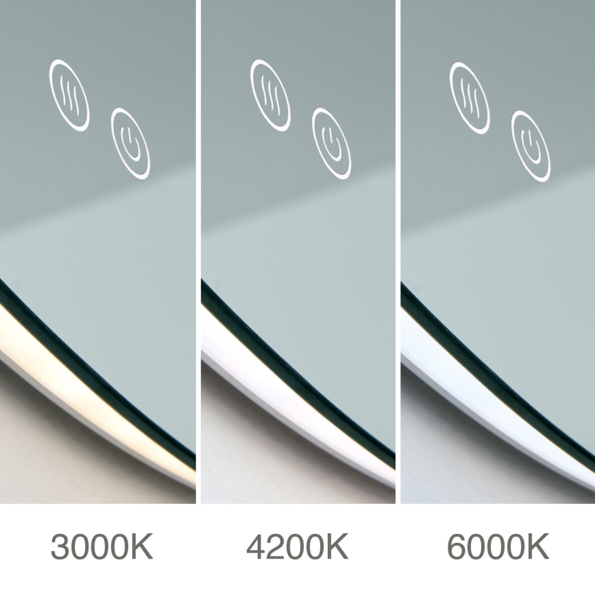 LED fürdőszobai fűtött fali tükör háttérvilágítással FOCUS LED/27W/230V 3000/4200/6000K Ø 80 cm IP44