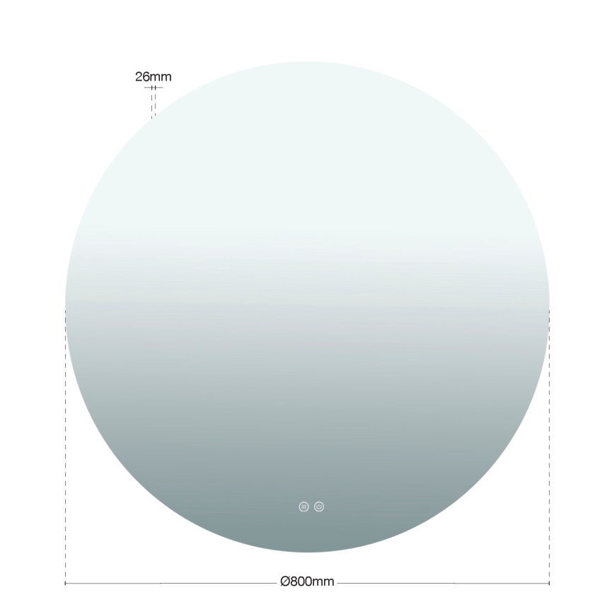 LED fürdőszobai fűtött fali tükör háttérvilágítással FOCUS LED/27W/230V 3000/4200/6000K Ø 80 cm IP44