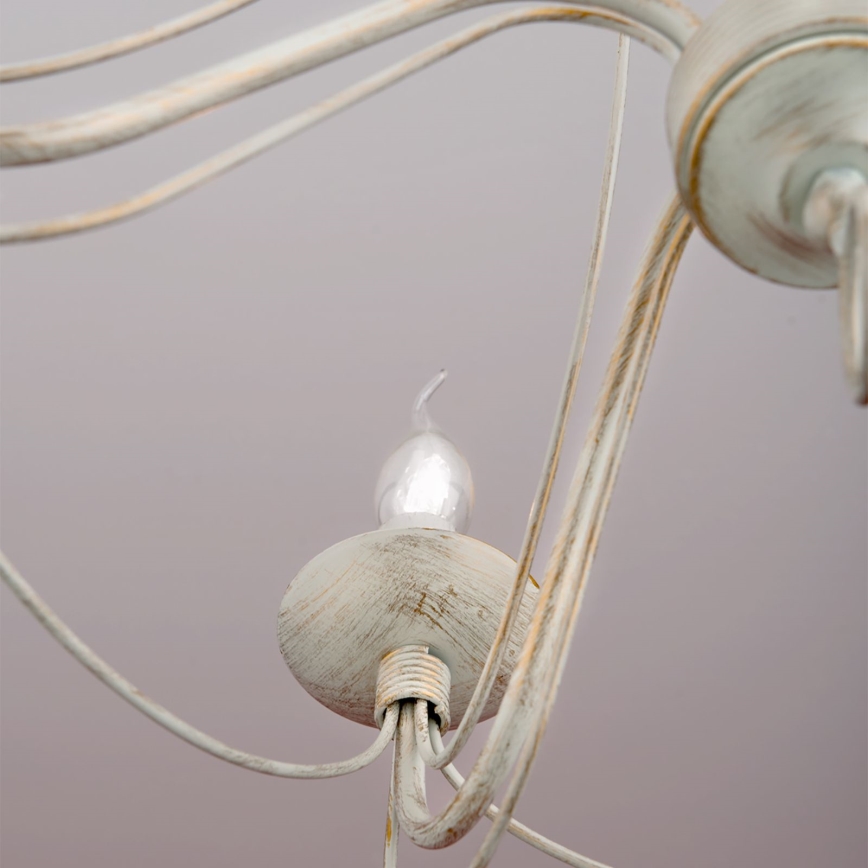 Csillár láncon VELA 5xE14/40W/230V átm. 60 cm fehér/arany/patinás