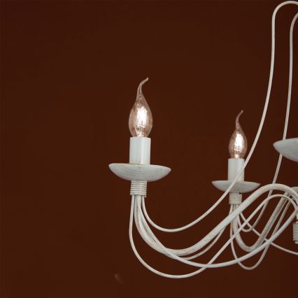 Csillár láncon VELA 5xE14/40W/230V átm. 60 cm fehér/arany/patinás