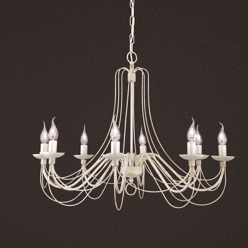 Csillár láncon VELA 8xE14/40W/230V átm. 80 cm fehér/arany/patinás