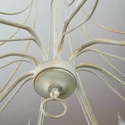 Csillár láncon VELA 8xE14/40W/230V átm. 80 cm fehér/arany/patinás