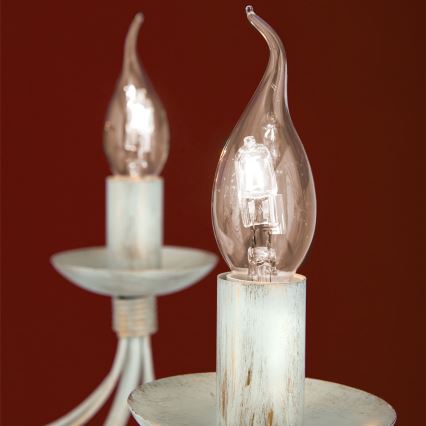 Csillár láncon VELA 8xE14/40W/230V átm. 80 cm fehér/arany/patinás