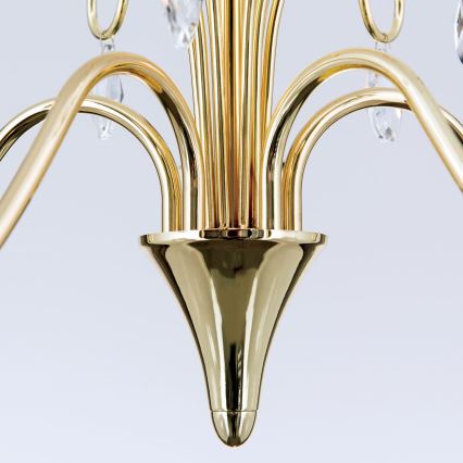 Kristály csillár láncon ALESSIA 5xE14/40W/230V arany