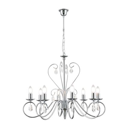 Kristály csillár láncon ALESSIA 8xE14/40W/230V fényezett króm