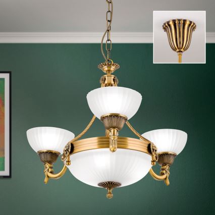 Csillár láncon ROCCA 6xE27/60W/230V átm. 64 cm bronz/fehér