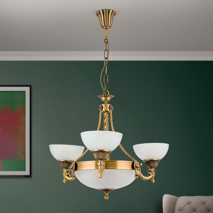 Csillár láncon ROCCA 6xE27/60W/230V átm. 64 cm bronz/fehér