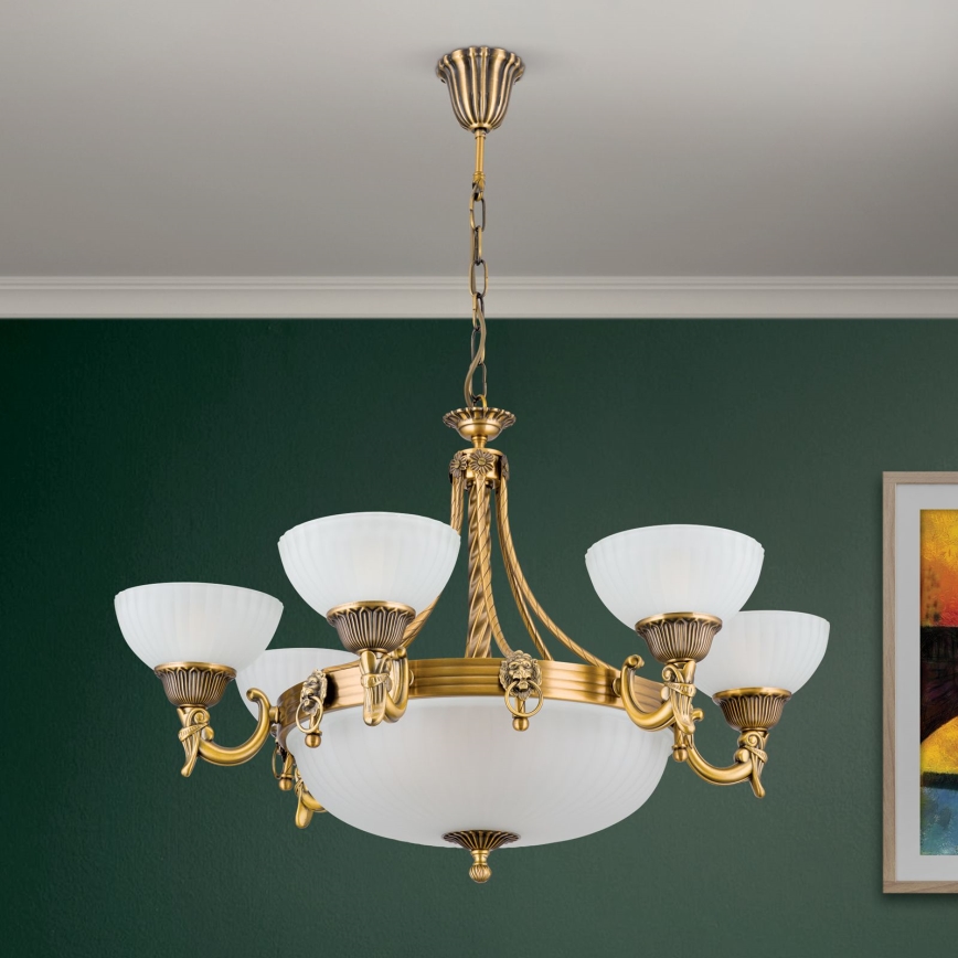 Csillár láncon ROCCA 9xE27/60W/230V átm. 75 cm bronz/fehér