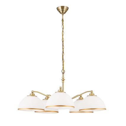 Csillár láncon OLD LAMP 5xE27/40W/230V átm. 75 cm fehér/réz