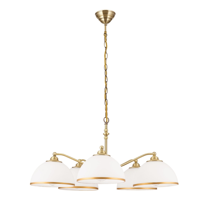 Csillár láncon OLD LAMP 5xE27/40W/230V átm. 75 cm fehér/réz