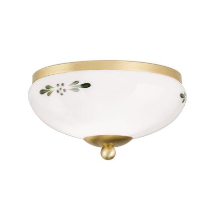 Mennyezeti lámpa LANDHAUS 1xE27/60W/230V Ø 21 cm sárgaréz/fehér/zöld