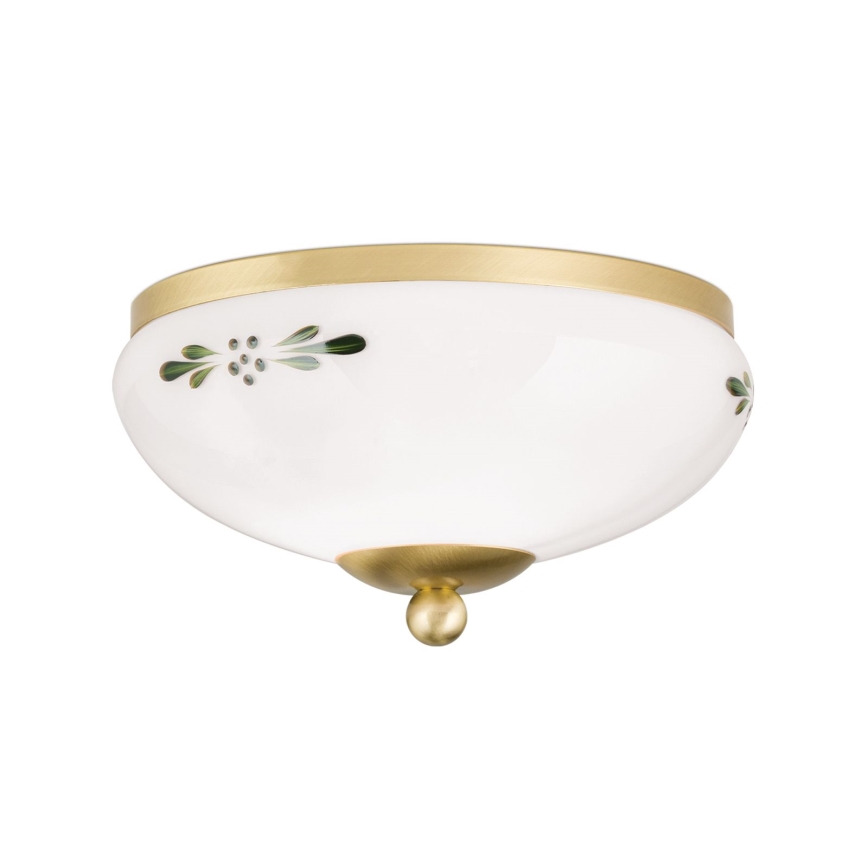 Mennyezeti lámpa LANDHAUS 1xE27/60W/230V Ø 21 cm sárgaréz/fehér/zöld