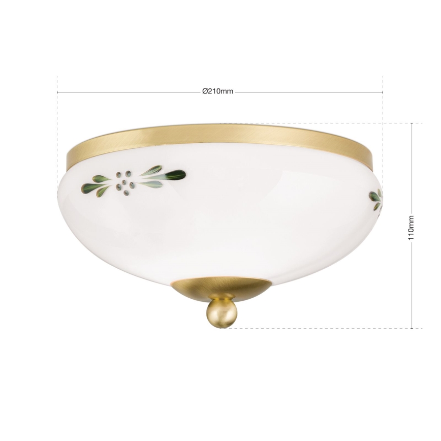 Mennyezeti lámpa LANDHAUS 1xE27/60W/230V Ø 21 cm sárgaréz/fehér/zöld