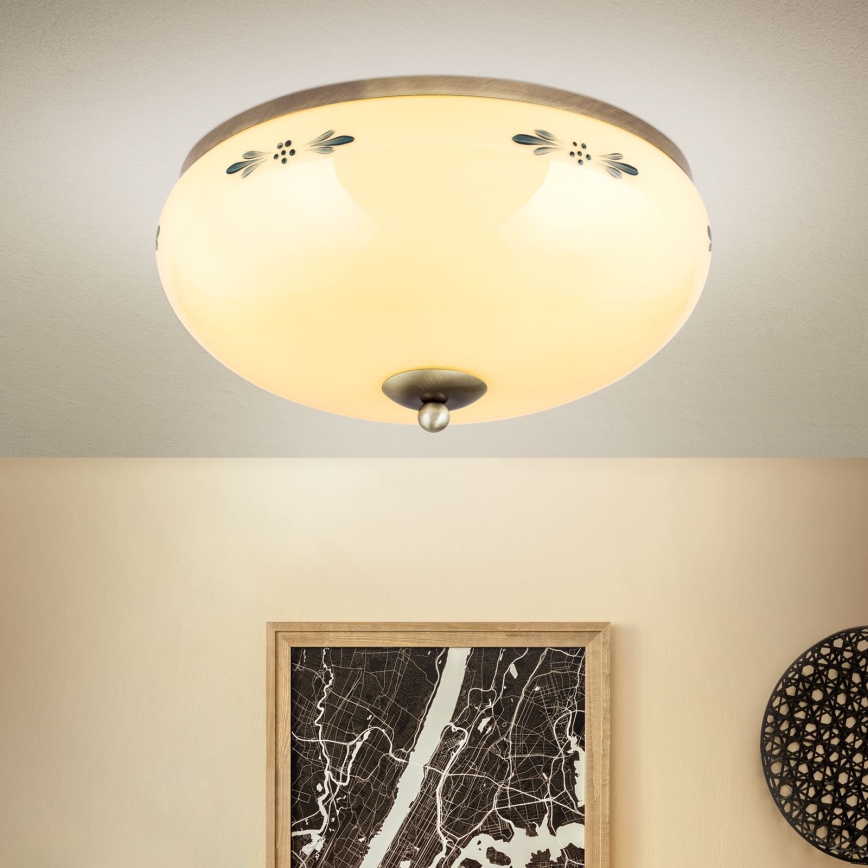 Mennyezeti lámpa LANDHAUS 3xE27/60W/230V Ø 35 cm bronz/bézs/kék