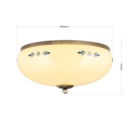 Mennyezeti lámpa LANDHAUS 3xE27/60W/230V Ø 35 cm bronz/bézs/kék