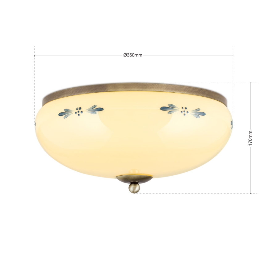 Mennyezeti lámpa LANDHAUS 3xE27/60W/230V Ø 35 cm bronz/bézs/kék