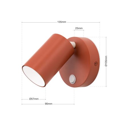 PENN fali spotlámpa 1xGU10/13W/230V téglavörös
