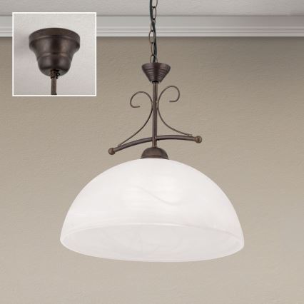RULA láncos csillár 1xE27/40W/230V, átm. 35 cm, fehér/bronz