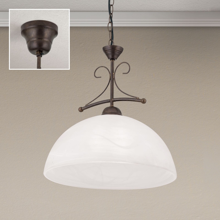RULA láncos csillár 1xE27/40W/230V, átm. 35 cm, fehér/bronz