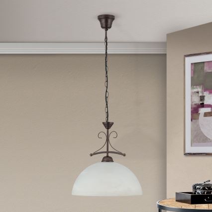 RULA láncos csillár 1xE27/40W/230V, átm. 35 cm, fehér/bronz