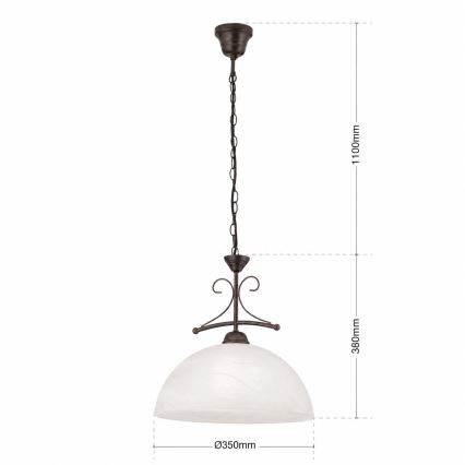 RULA láncos csillár 1xE27/40W/230V, átm. 35 cm, fehér/bronz