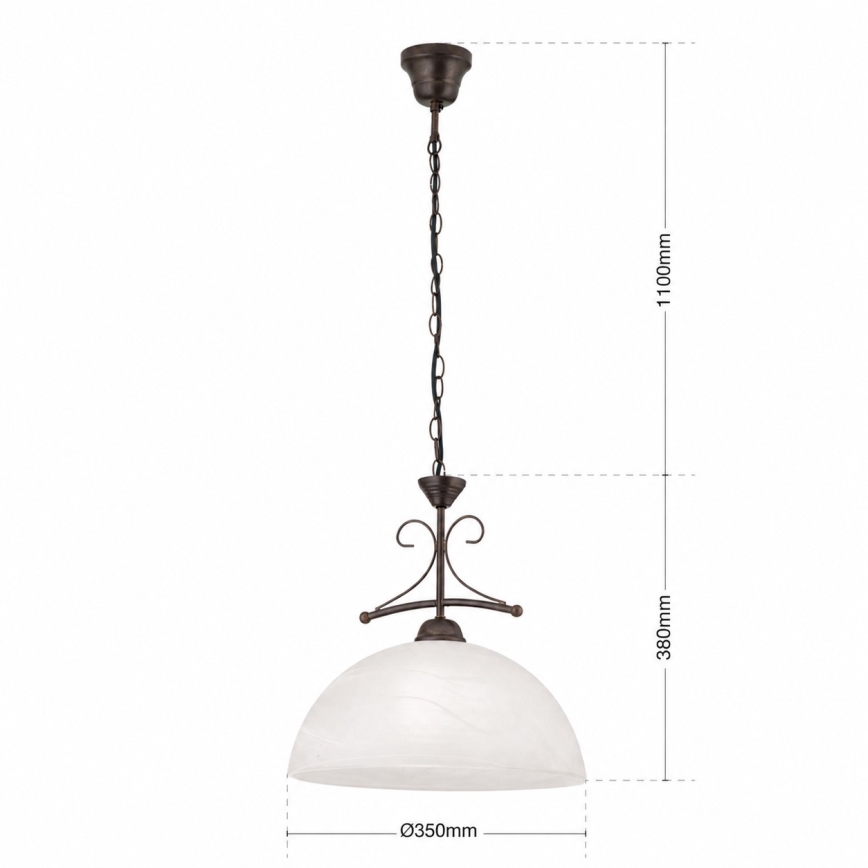 RULA láncos csillár 1xE27/40W/230V, átm. 35 cm, fehér/bronz