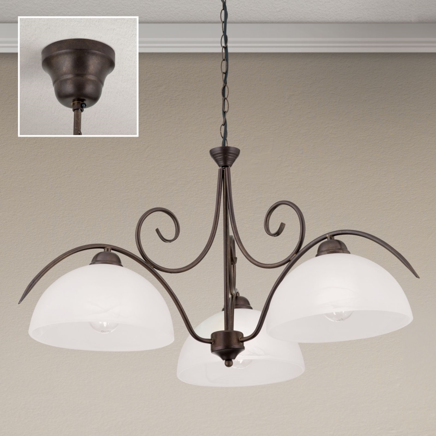 RULA láncos csillár 3xE27/40W/230V Ø 70 cm fehér/bronz