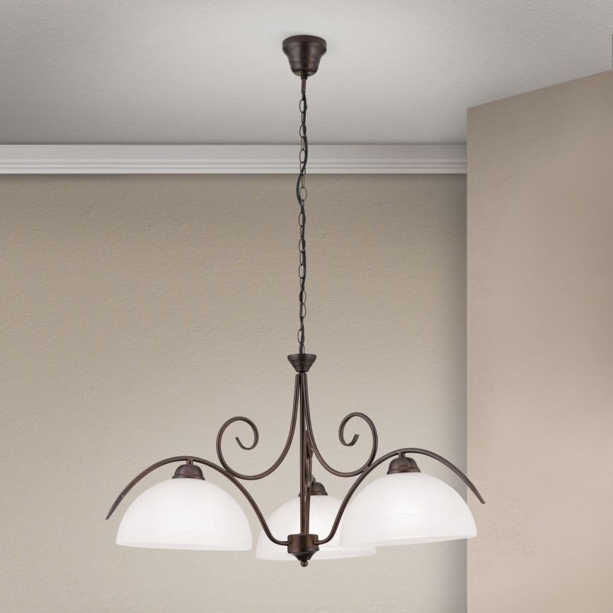 RULA láncos csillár 3xE27/40W/230V Ø 70 cm fehér/bronz