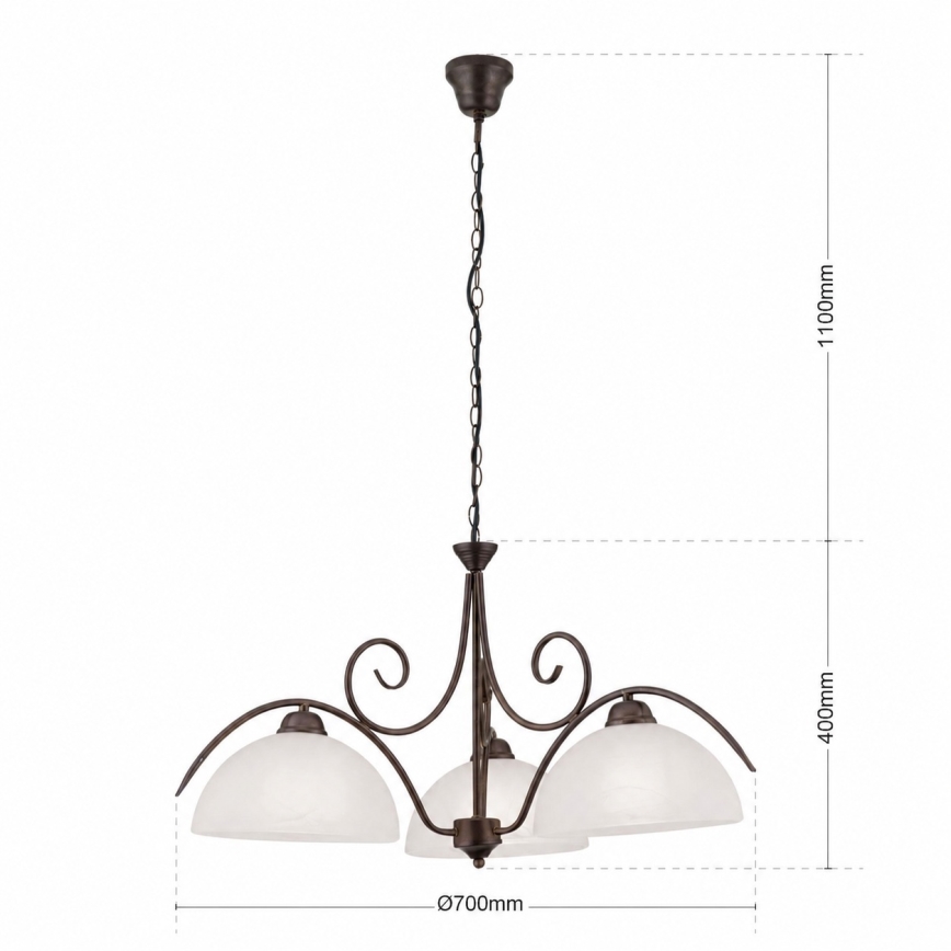 RULA láncos csillár 3xE27/40W/230V Ø 70 cm fehér/bronz