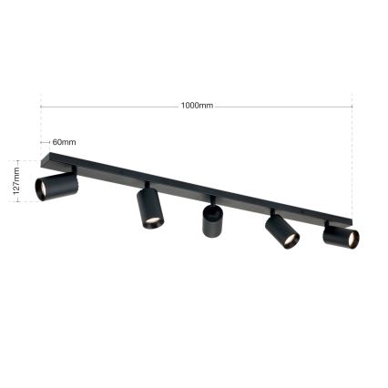SEAN irányítható spotlámpa 5xGU10/13W/230V fekete
