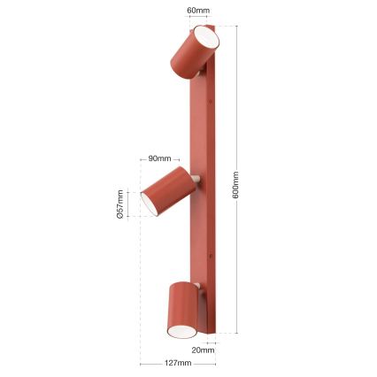 Spotlámpa PENN 3xGU10/13W/230V téglaszínű