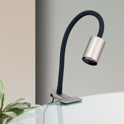 LED Rugalmas asztali lámpa klipsszel KURT LED/5W/230V ezüst