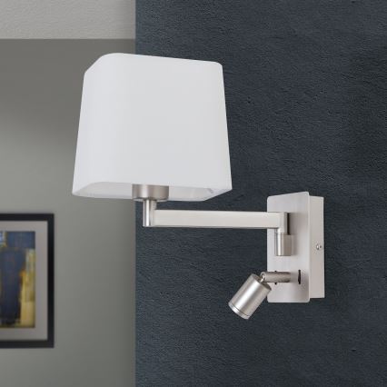 LED Fali lámpa CARLTON 1xE27/40W/230V + LED/3W fehér/matt króm