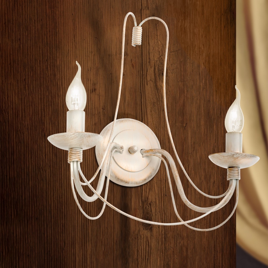 Fali lámpa VELA 2xE14/40W/230V fehér/arany/patinás