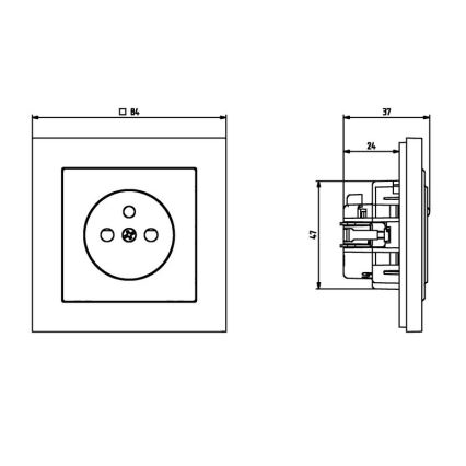 Ospel - Keret nélküli fali aljzat 230V + 1xUSB-A + 1xUSB-C SONATA fehér