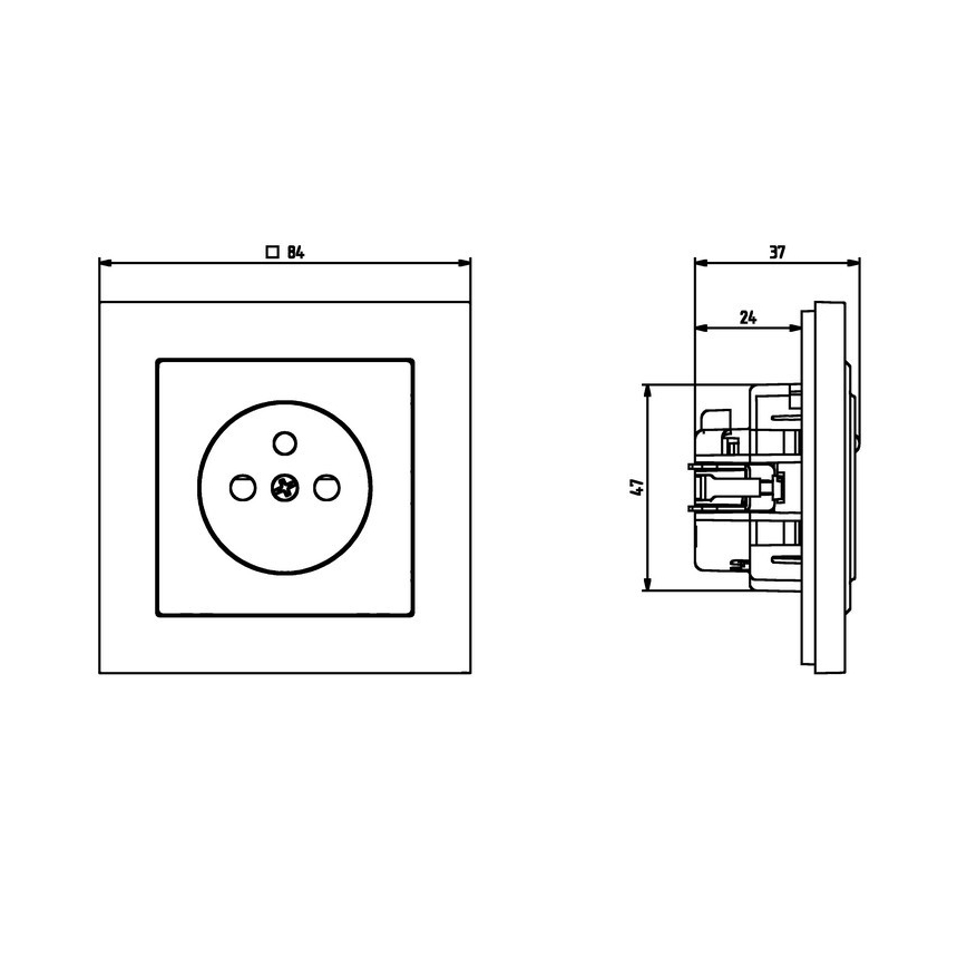 Ospel - keret nélküli fali aljzat 230V + 1xUSB-A + 1xUSB-C SONATA fekete